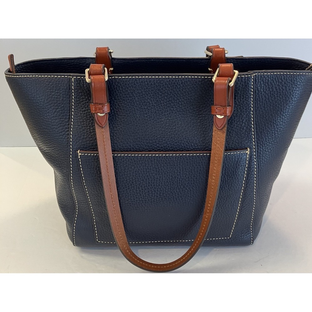 Dooney & Bourke Navy Blue Pebble Grain Janie Tote - Picture 3 of 11